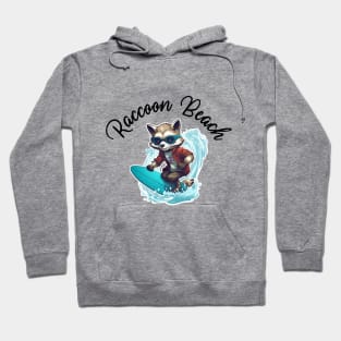 Raccoon Surfing - Raccoon Beach (Black Lettering) Hoodie